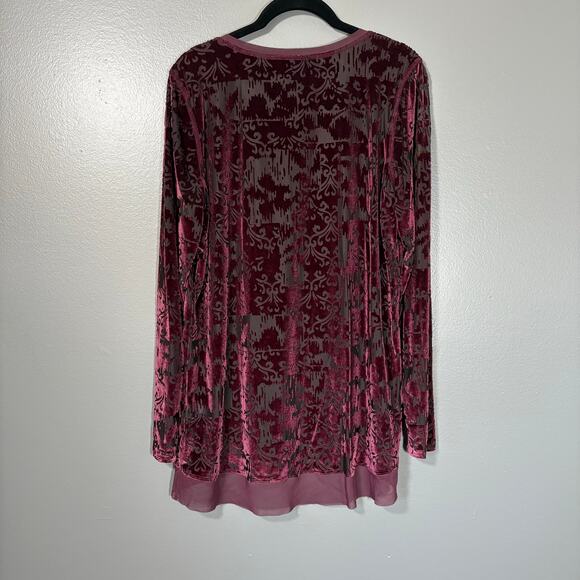 Simply Vera Women's Whimsygoth Burgundy Burnout Velvet Top - Large - Oversized - Picture 6 of 6